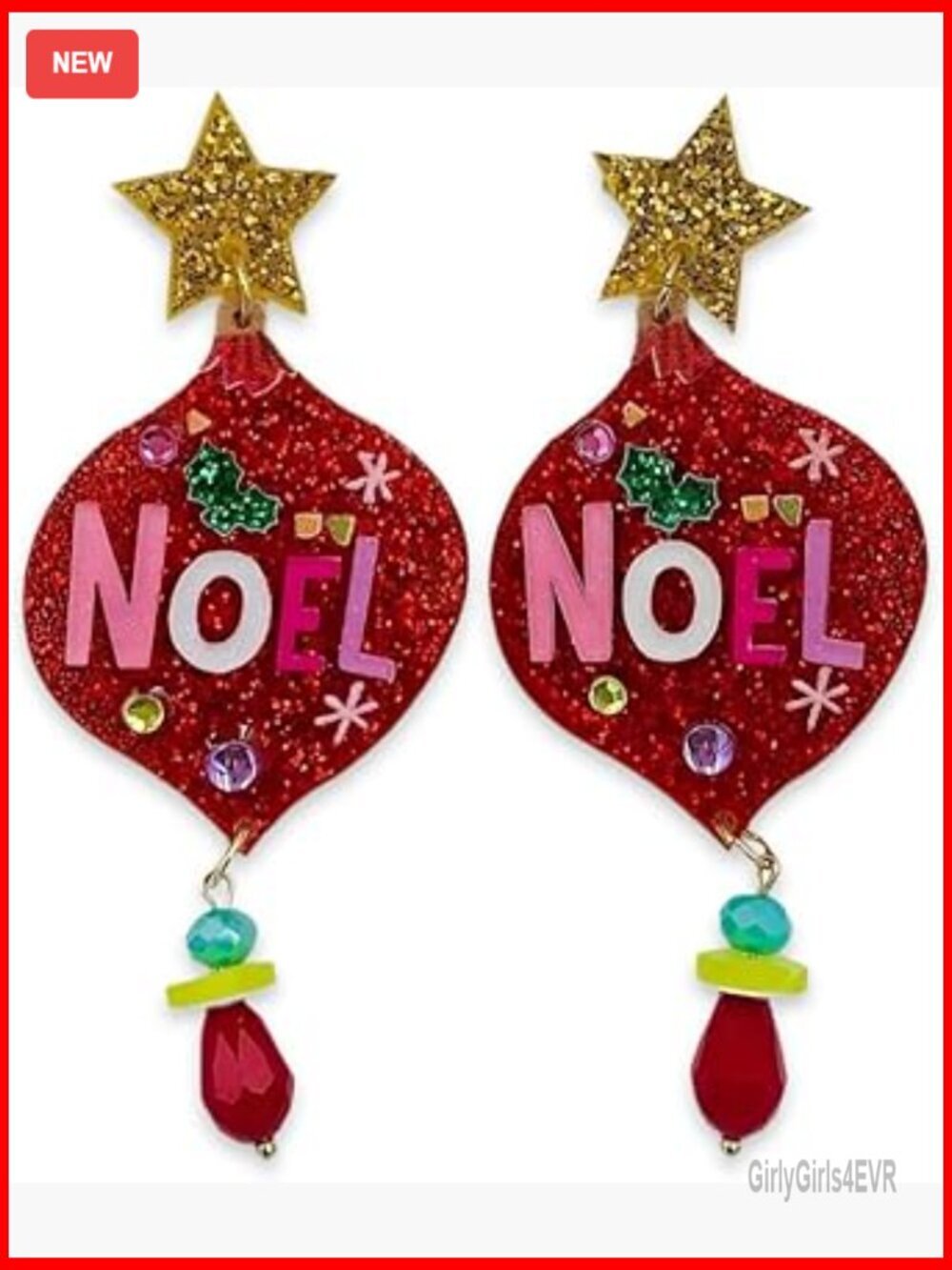 Acrylic Bead Dangle Earrings 1.25x3.25in Fashion Jewelry for Women